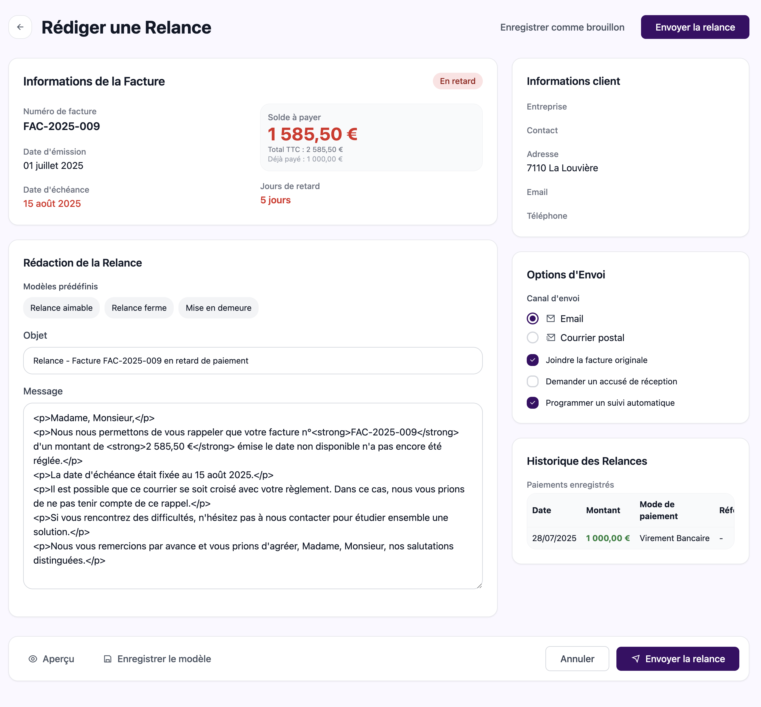 Rappels automatiques